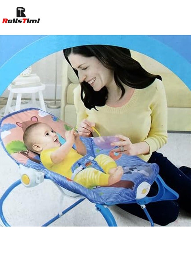 Foldable Baby Rocking Chair With Music Vibration And Hanging Toys