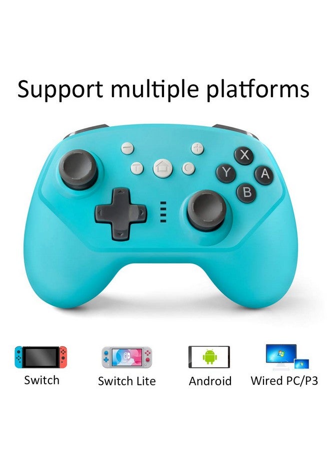 Wireless Controller For Nintendo Switch,Switch Lite And Android,Wired Pc And P3,Switch Pro Controller With Turbo,Gyro Axis And Dual Vibration (Blue)