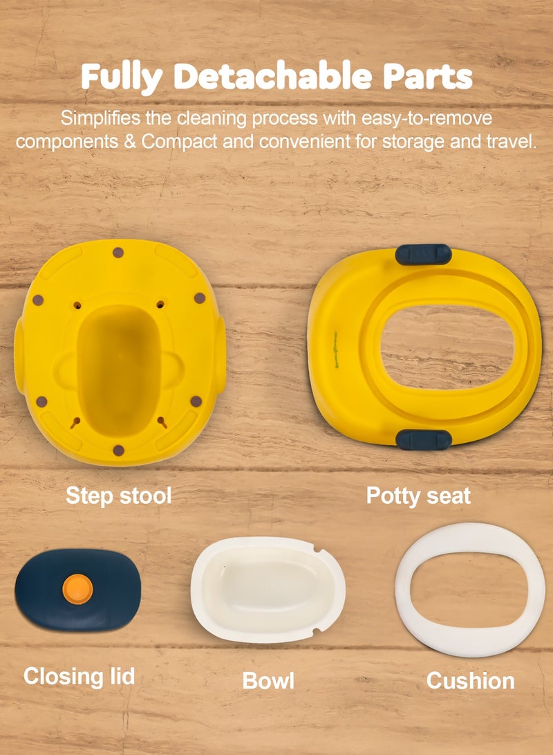 3 In 1 Book Portable And Round Baby Toilet Seat With Anti Slip Strip, Splash Guard 0 To 5 Year, Yellow