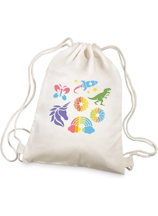 Stencil Backpack Printing Kit, includes a 36cm Drawstring Backpack, for Children Ages 5-12 years