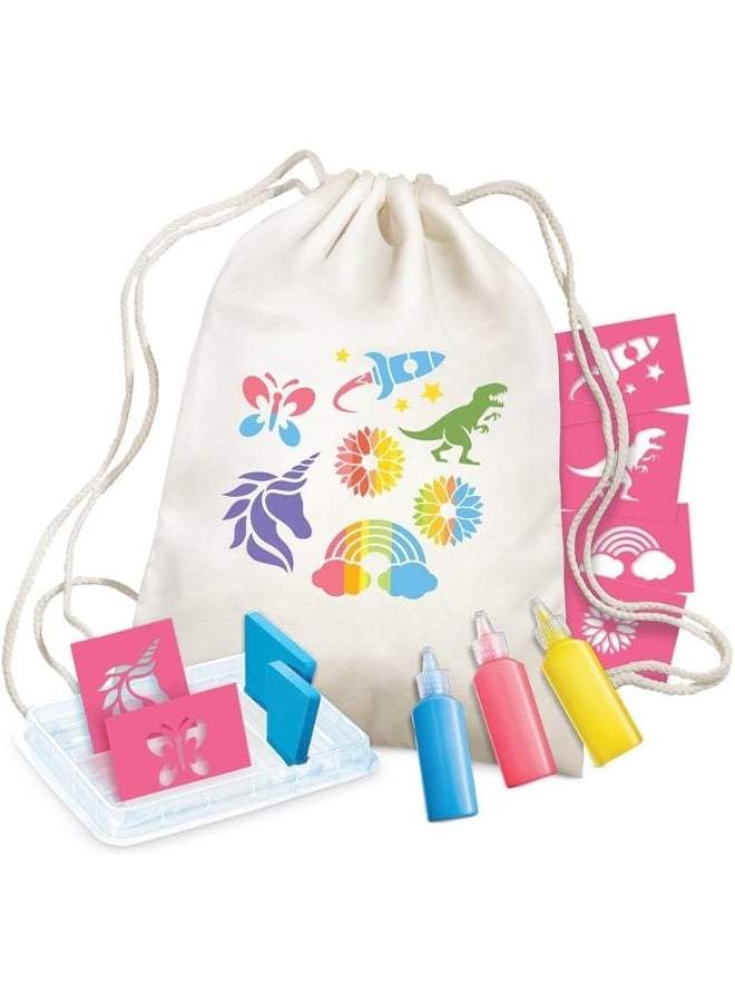 Stencil Backpack Printing Kit, includes a 36cm Drawstring Backpack, for Children Ages 5-12 years