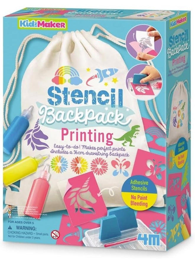 Stencil Backpack Printing Kit, includes a 36cm Drawstring Backpack, for Children Ages 5-12 years