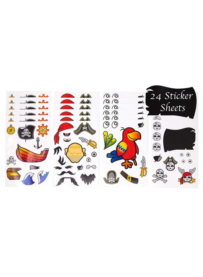 24 Make A Pirate Stickers For Kids Great Pirate Theme Birthday Party Favors Fun Craft Project For Children 3+ Let Your Kids Get Creative & Design Their Favorite Pirate Stickers