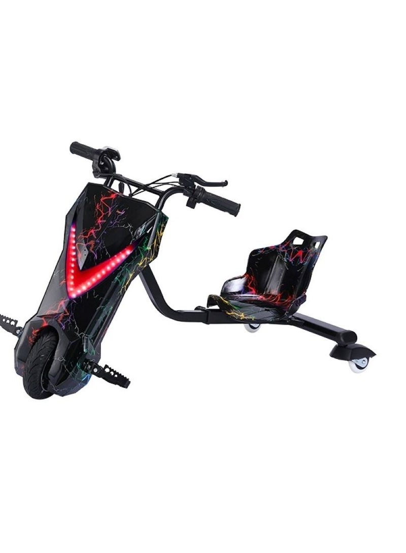 3 Wheel 36 V Electric Drifting Scooter 360 Degree Rotation with Led Light Comfortable Seat Black/Red