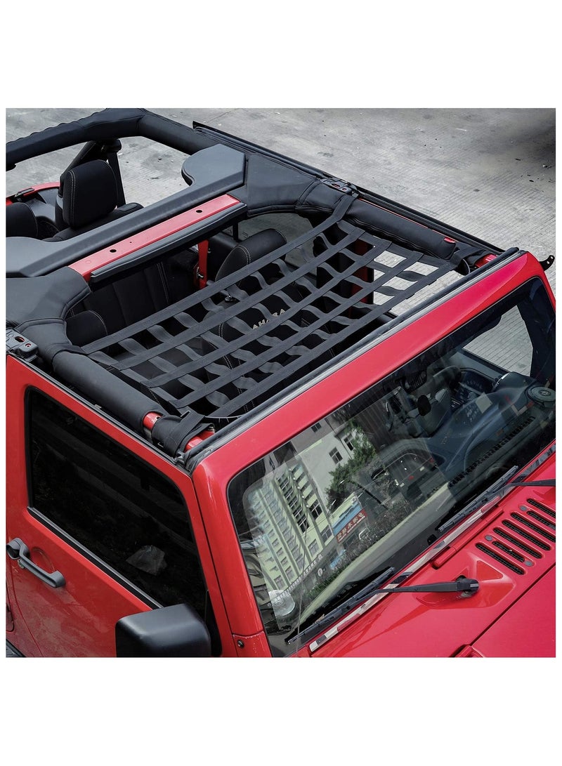 Mesh Roof Cargo Net for Jeep Wrangler - Heavy-Duty Roof Hammock, Easy Installation, Off-Road Exterior Accessories for Extra Storage & Adventure Gear, Fits All Wrangler Models