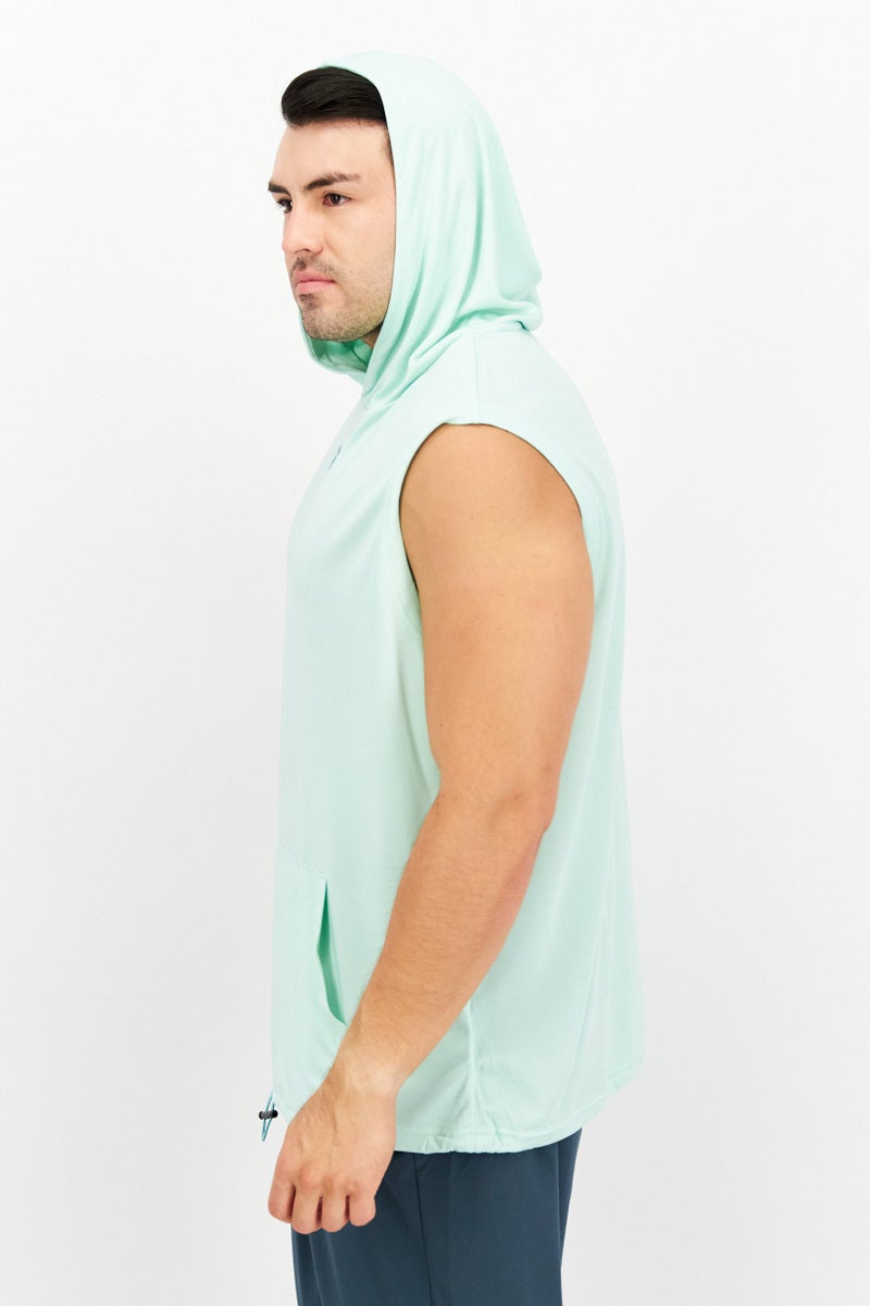 Men Sportswear Fit Sleeveless Training Hoodie, Pale Green