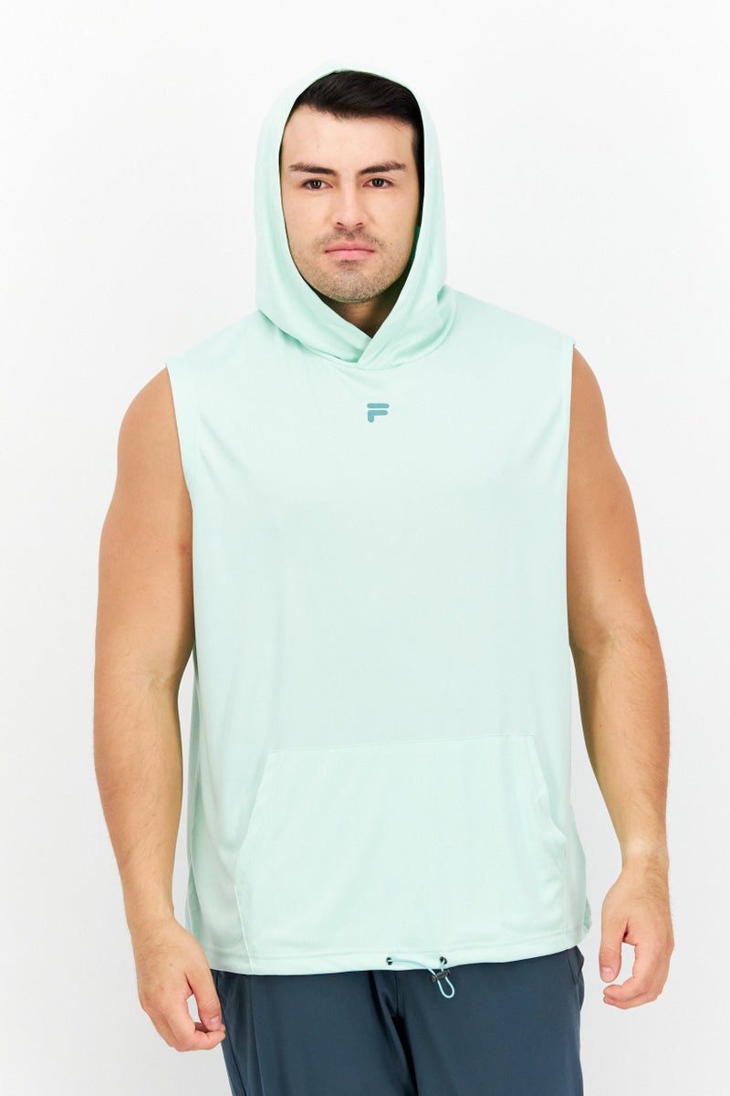 Men Sportswear Fit Sleeveless Training Hoodie, Pale Green