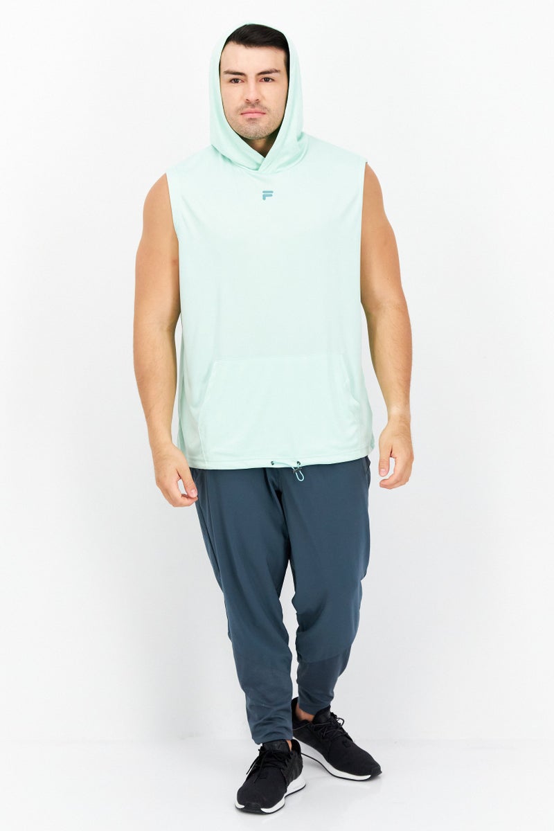 Men Sportswear Fit Sleeveless Training Hoodie, Pale Green