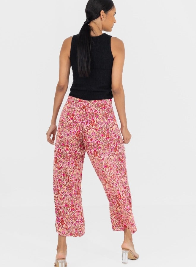 Bohemian Print High-Waisted Wide Leg Pants