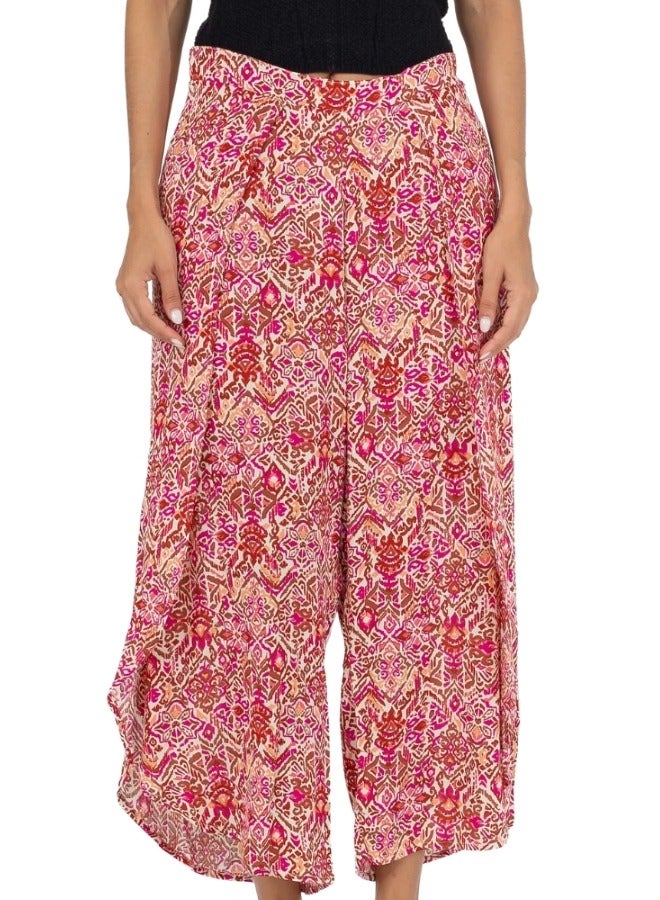 Bohemian Print High-Waisted Wide Leg Pants