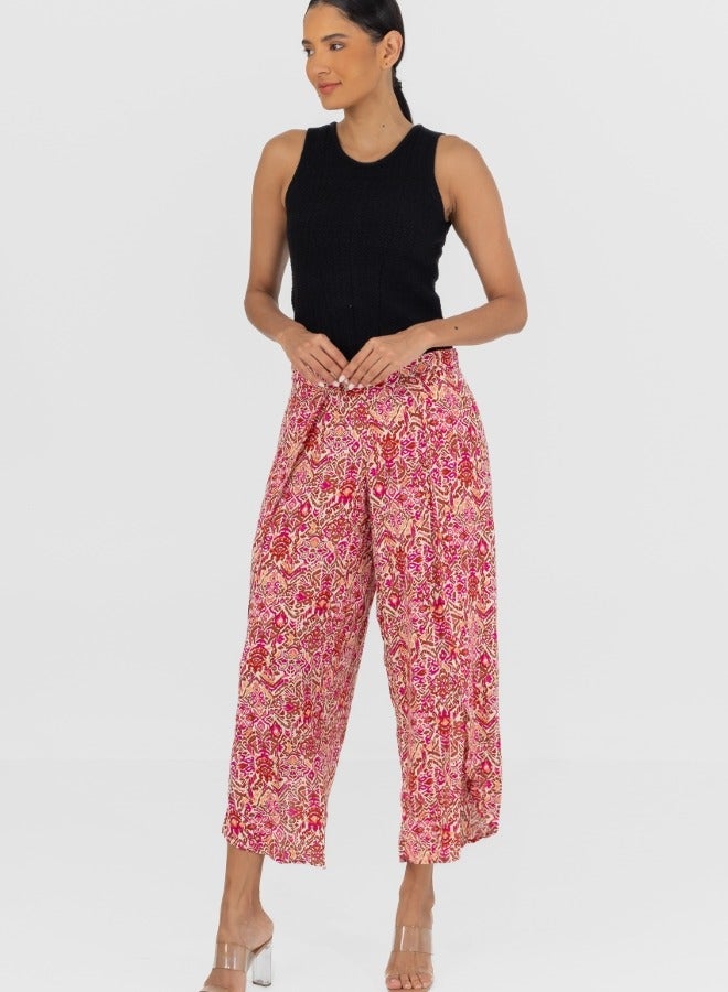 Bohemian Print High-Waisted Wide Leg Pants