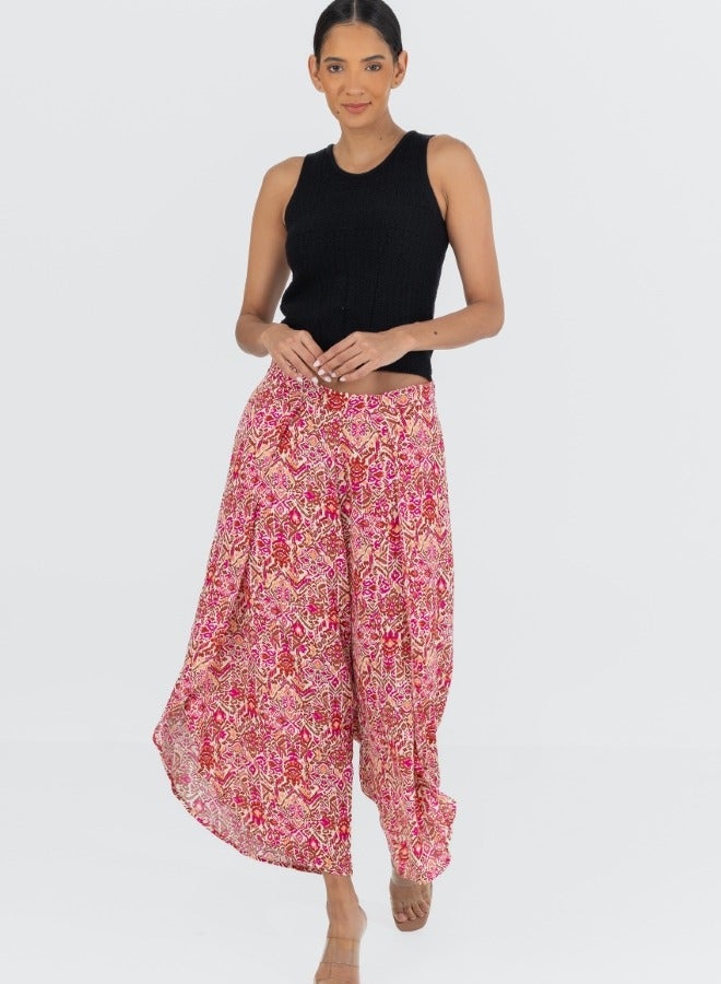 Bohemian Print High-Waisted Wide Leg Pants