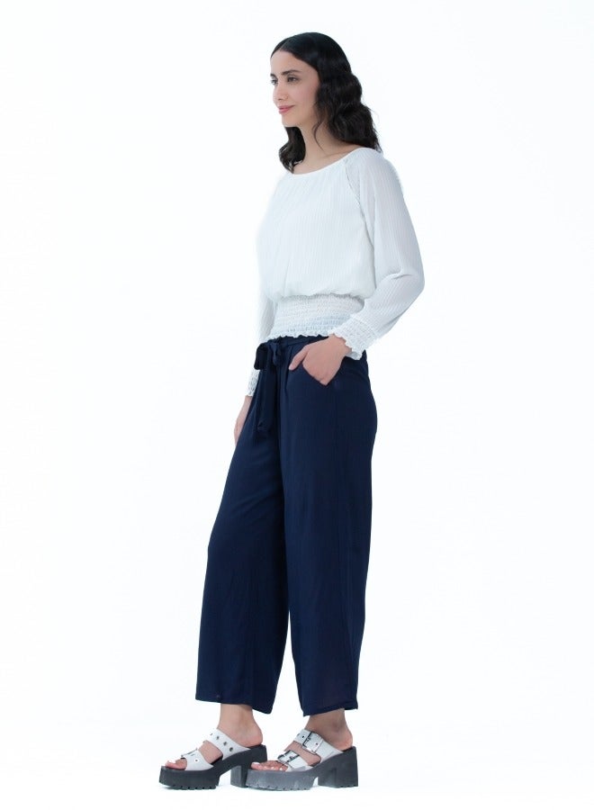 Navy Wide Leg Pants