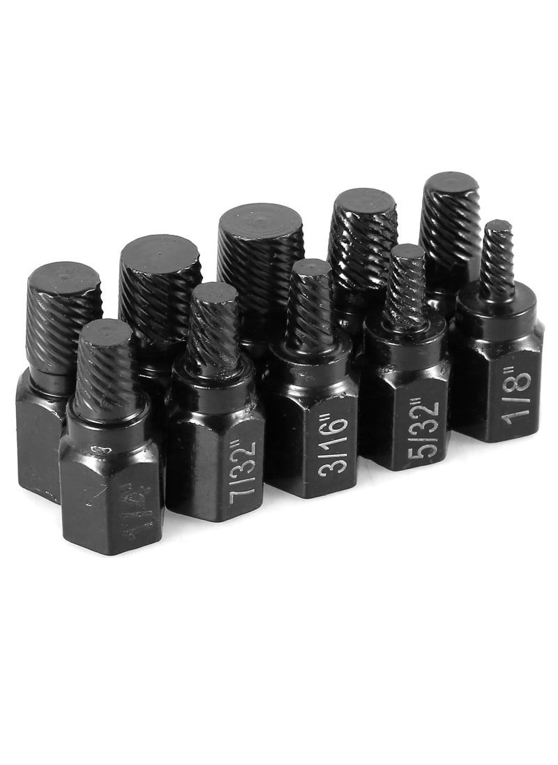 10 pcs Broken Screw Extractor Drill Bit, Alloy Steel Damaged Nut Extractor Bolt Screw Remover, Hexagonal Dismantling Extension Tool Set