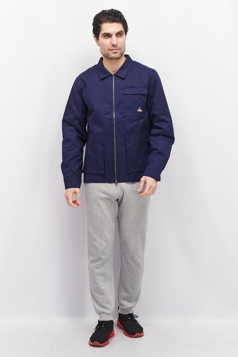 Men Regular Fit Long Sleeves Training Jacket, Navy Blue