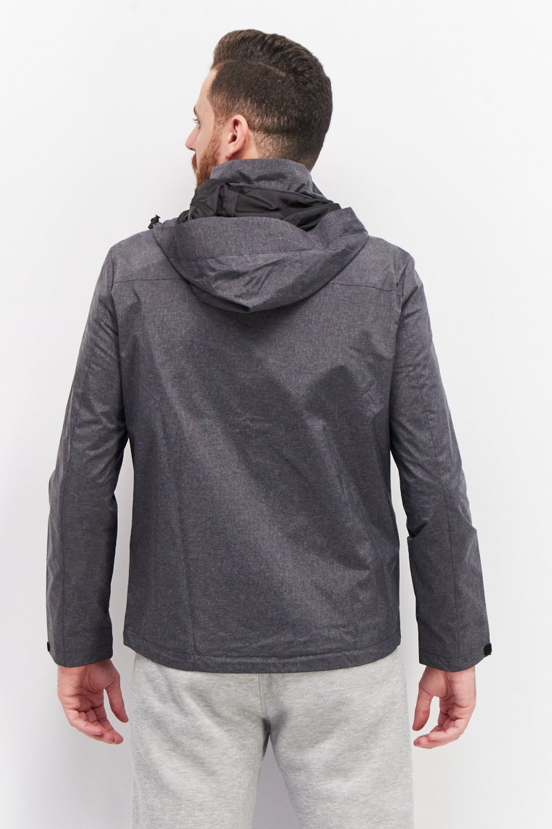 Men Sportswear Fit Heather Outdoor Windbreaker Jacket, Grey Melange