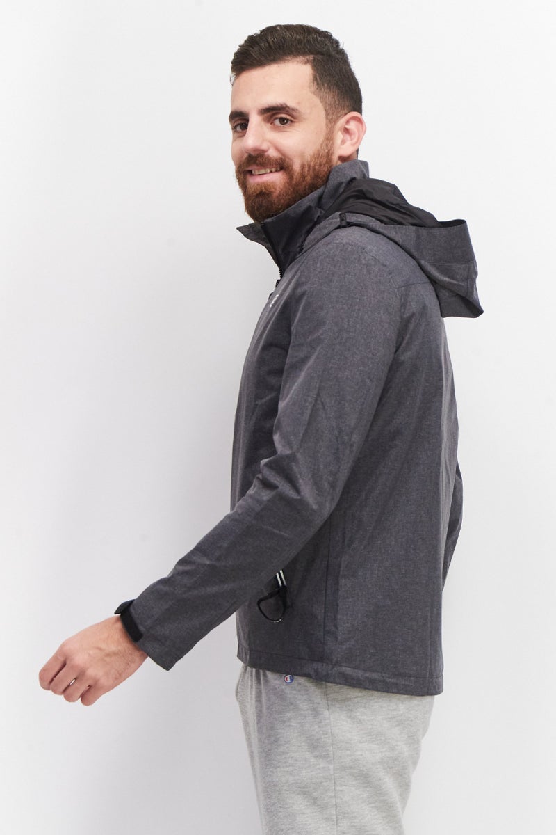 Men Sportswear Fit Heather Outdoor Windbreaker Jacket, Grey Melange