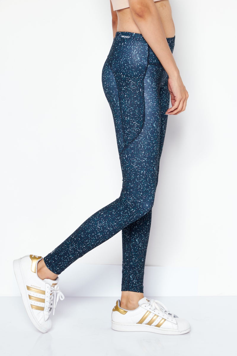 Women Sportswear Fit Brand Logo Training Leggings, Teal Blue