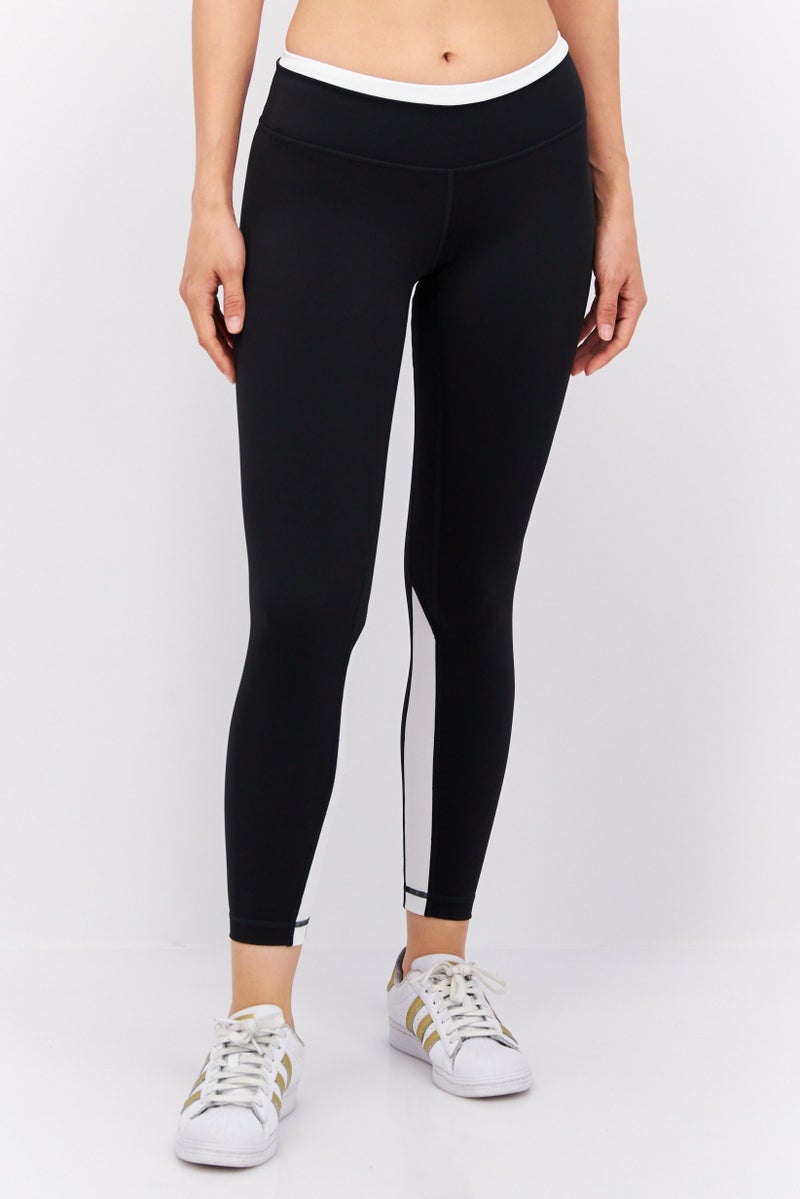 Women Sportswear Fit Brand Logo Running Leggings Black