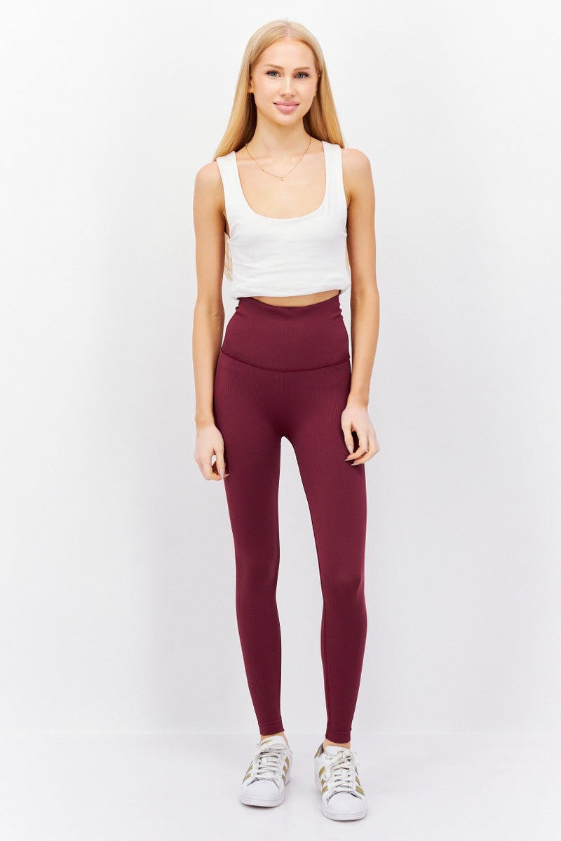 Women Sportswear Fit Training Leggings, Maroon