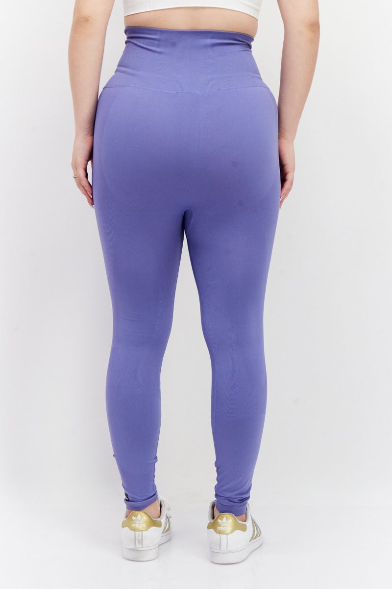Women Sportswear Fit Brand Logo Training Leggings, Dusty Blue