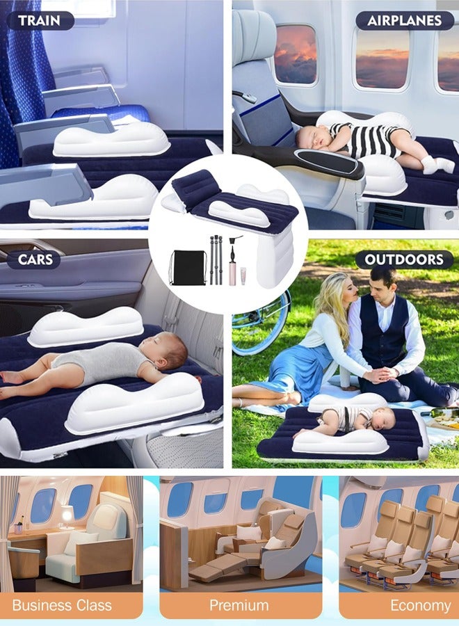 Inflatable Airplane Bed for Toddler, Airplane Seat Extender for Kids with Carry Bag, Pump and Seat Belt