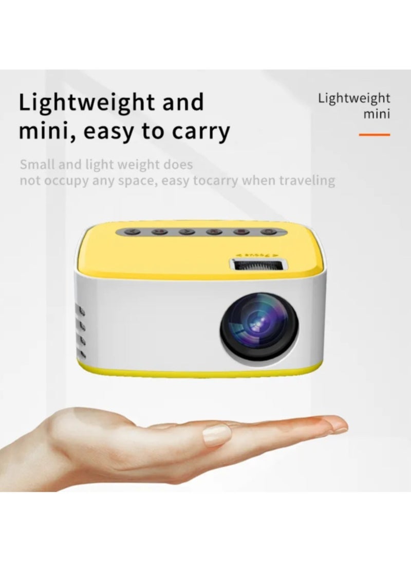 Mini Portable Easy to Carry 1080P USB HD LED Home Media Video Player Cinema Micro Projector (Color : T20 yellow, Size : 114 * 91 * 51mm)