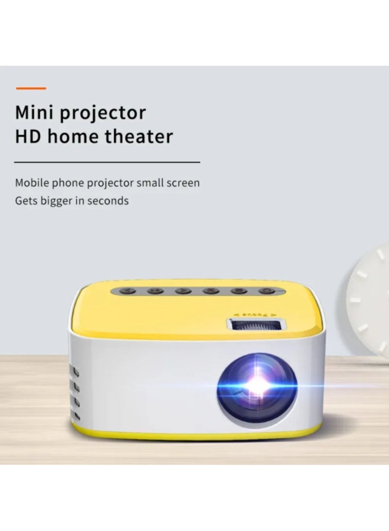 Mini Portable Easy to Carry 1080P USB HD LED Home Media Video Player Cinema Micro Projector (Color : T20 yellow, Size : 114 * 91 * 51mm)