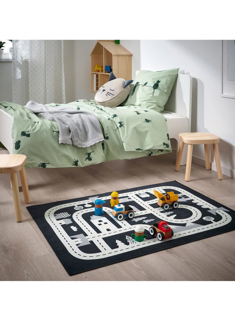 Kids Rug, Dark Grey, Kids Room Decor Rug, 74x100 cm