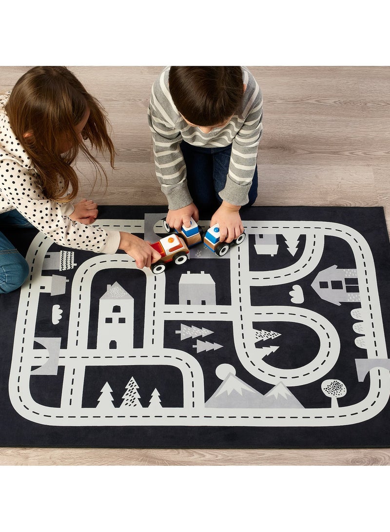 Kids Rug, Dark Grey, Kids Room Decor Rug, 74x100 cm