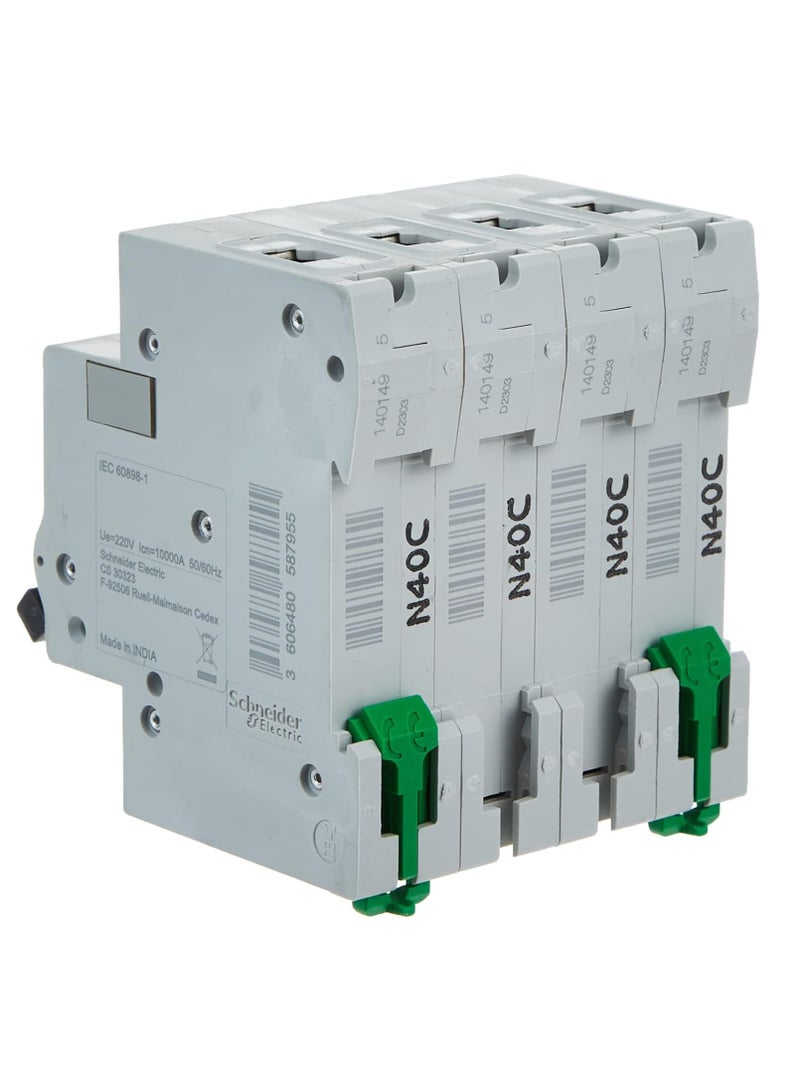 Schneider Electric EZ9F56440 Easy9 Miniature Circuit Breaker 4P 40A C curve  6000A 400V