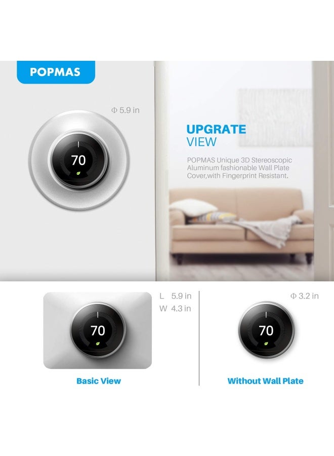 Metal Nest Learning Thermostat Wall Plate Compatible With Nest Learning Thermostat 3Rd 2Nd 1St Generation Silver Wall Plate Only And2020 Nest Thermostat Can T Be Used