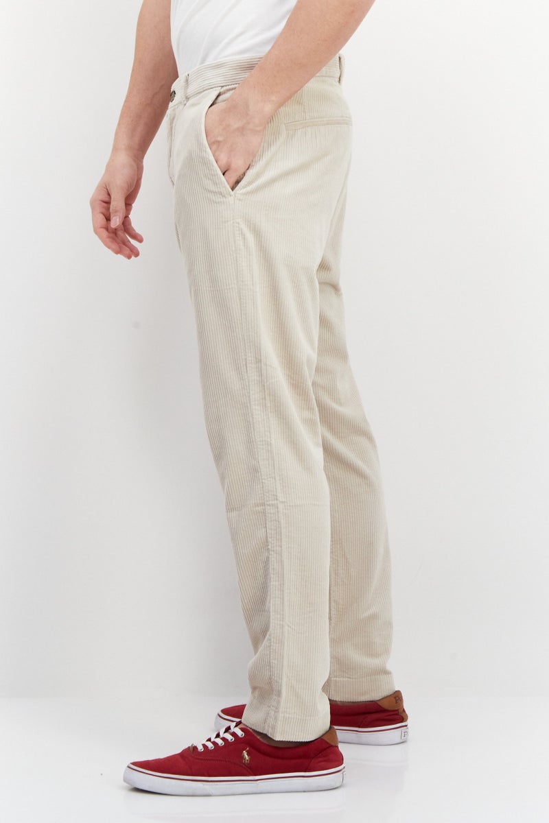 Men Slim Fit Textured Corduroy Pant, Sand
