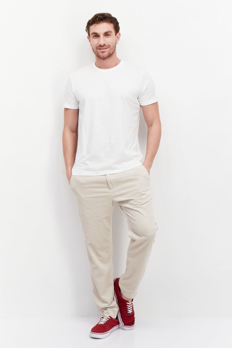 Men Slim Fit Textured Corduroy Pant, Sand