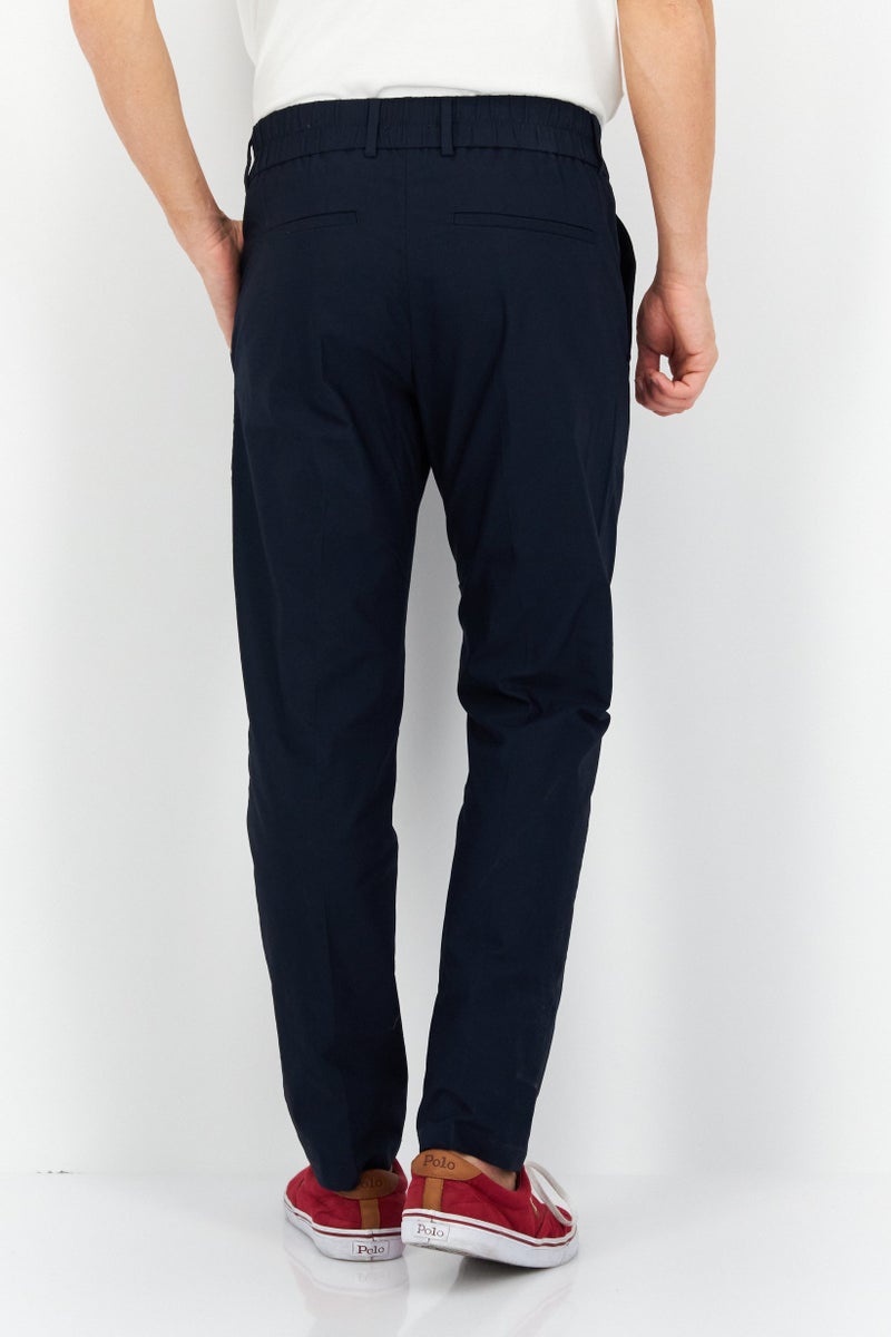 Men Slim Fit Plain Chino Pants, Navy