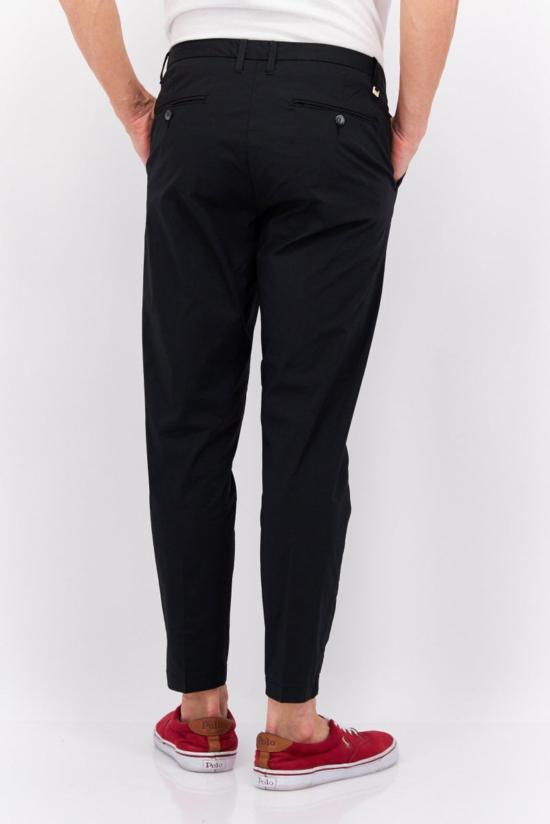 Men Regular Fit Solid Stretchable Chino Pants, Black