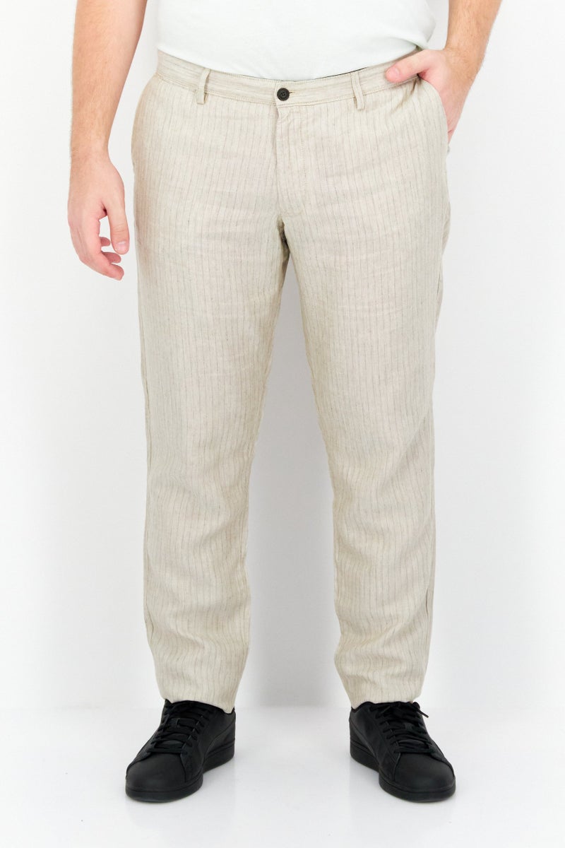 Men Regular Fit Stripe Chino Pants, Beige