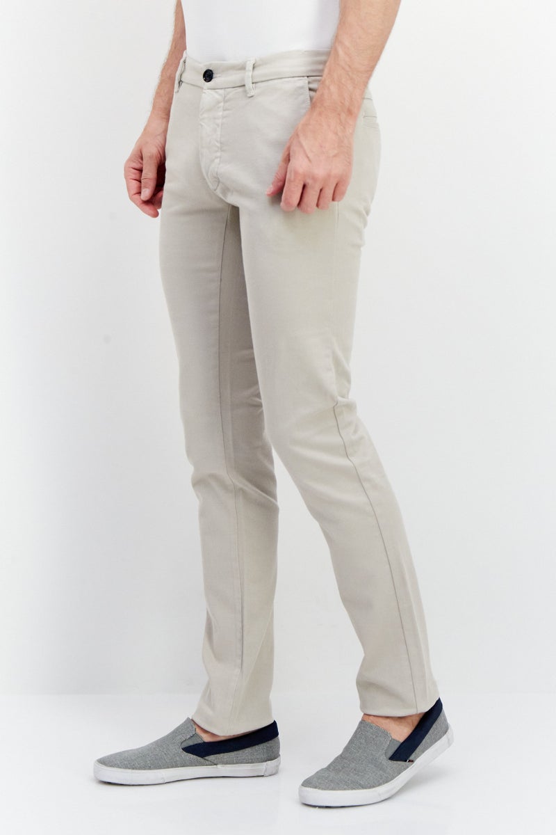 Men Regular Fit Textured Chino Pants, Beige