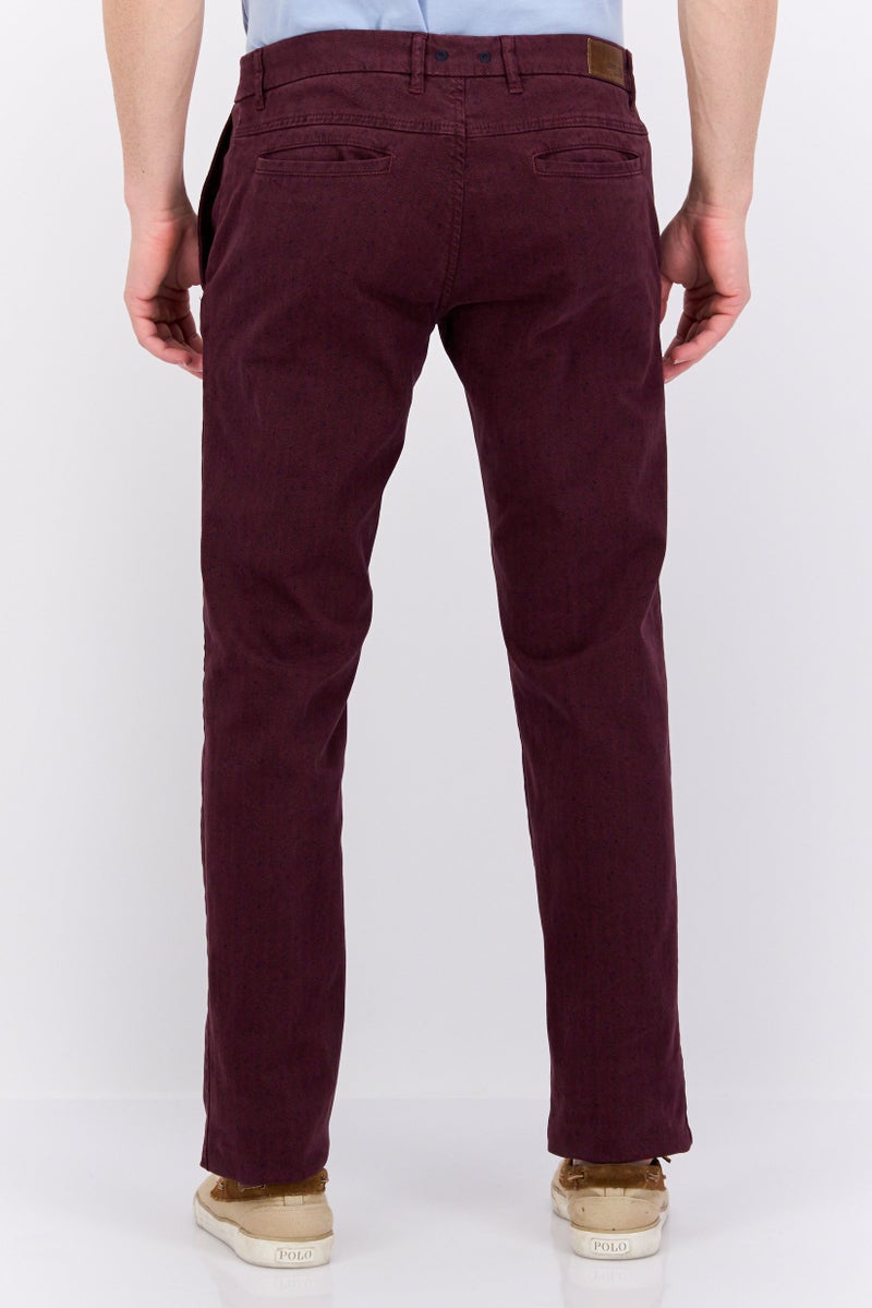 Men Regular Fit Textured  Chino Pants, Burgundy