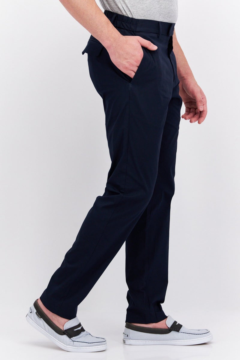 Men Slim Fit Solid Stretchable Chino Pants, Navy