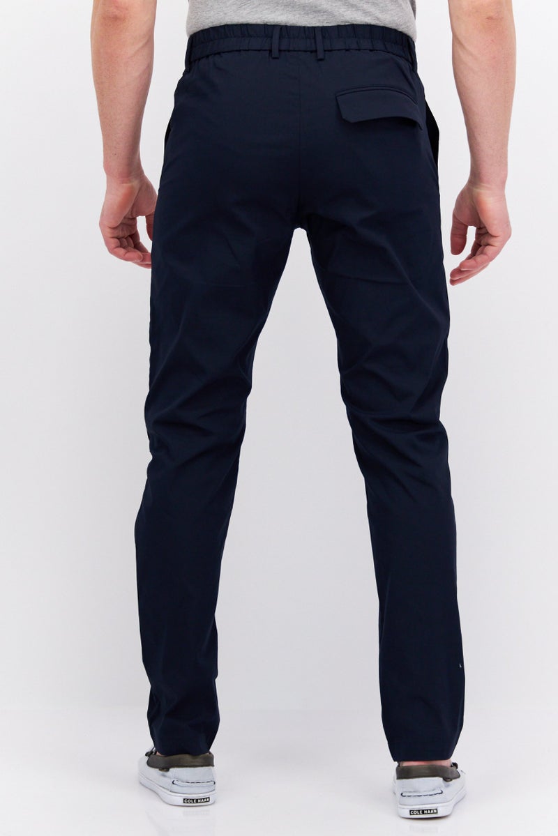 Men Slim Fit Solid Stretchable Chino Pants, Navy