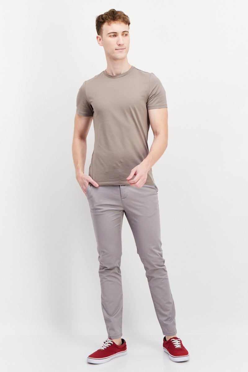 Men Regular Fit Solid Chino Pants, Grey