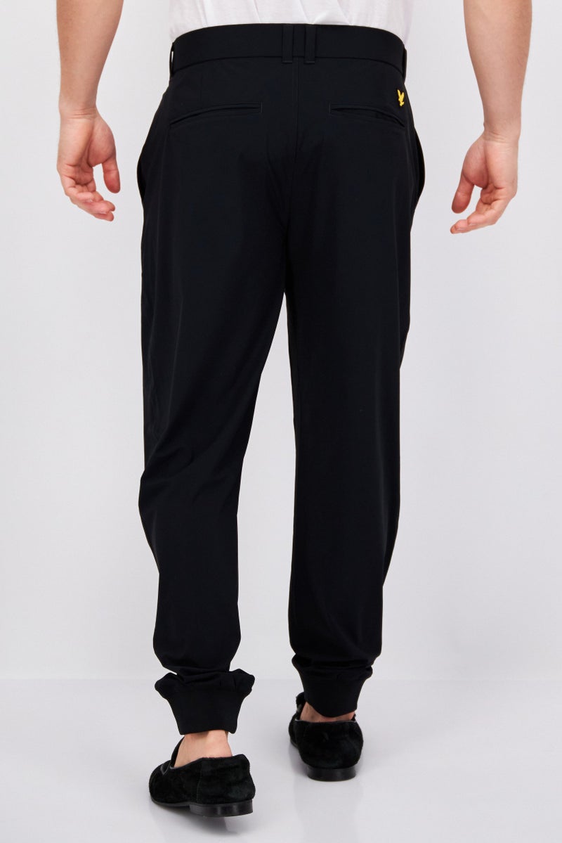 Men Regular Fit Solid Jogger Pants, Black