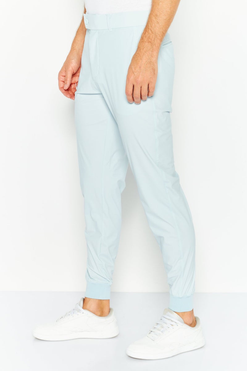 Men Regular Fit Solid Jogger Pants, Sky Blue