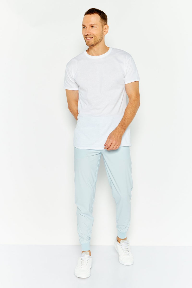 Men Regular Fit Solid Jogger Pants, Sky Blue