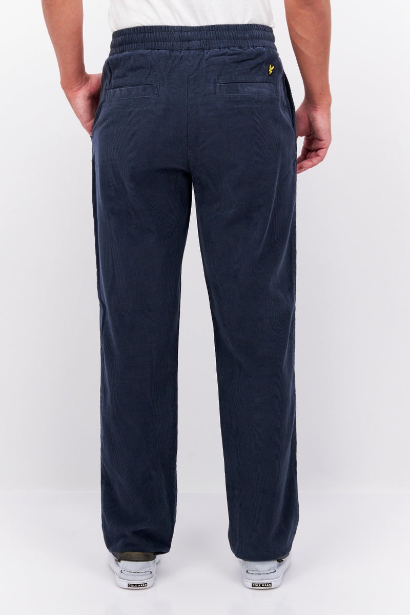 Men Regular Fit Corduroy Pants, Navy