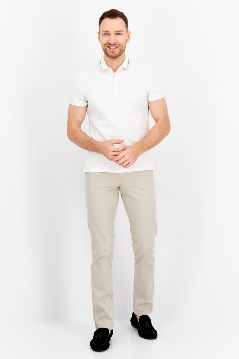 Men Regular Fit Solid Chino Pants, Beige