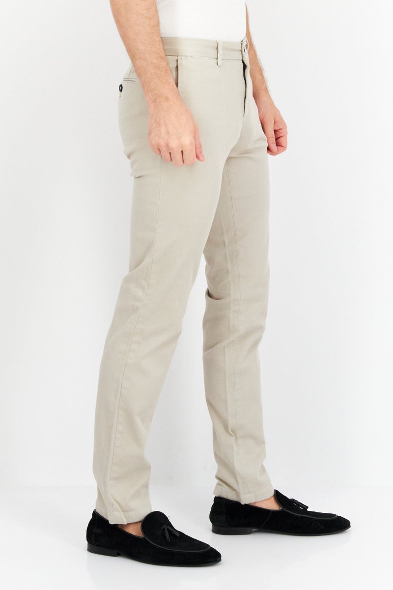 Men Regular Fit Solid Chino Pants, Beige