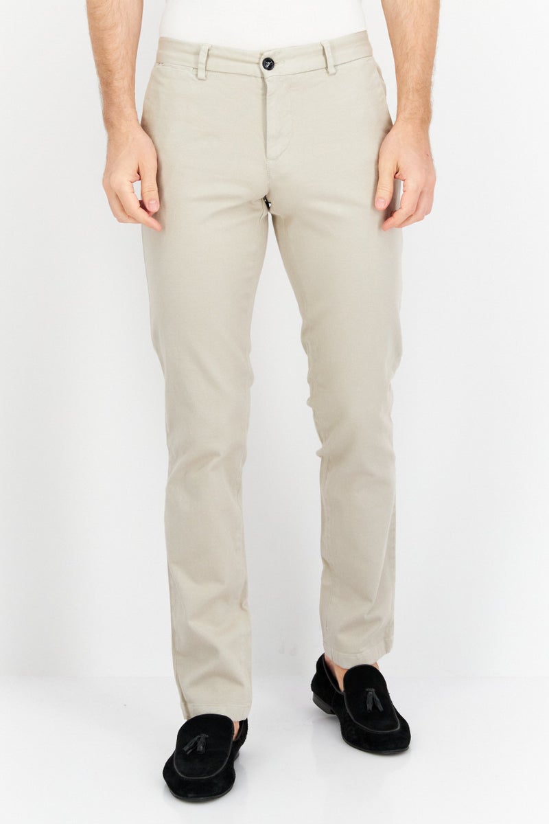 Men Regular Fit Solid Chino Pants, Beige