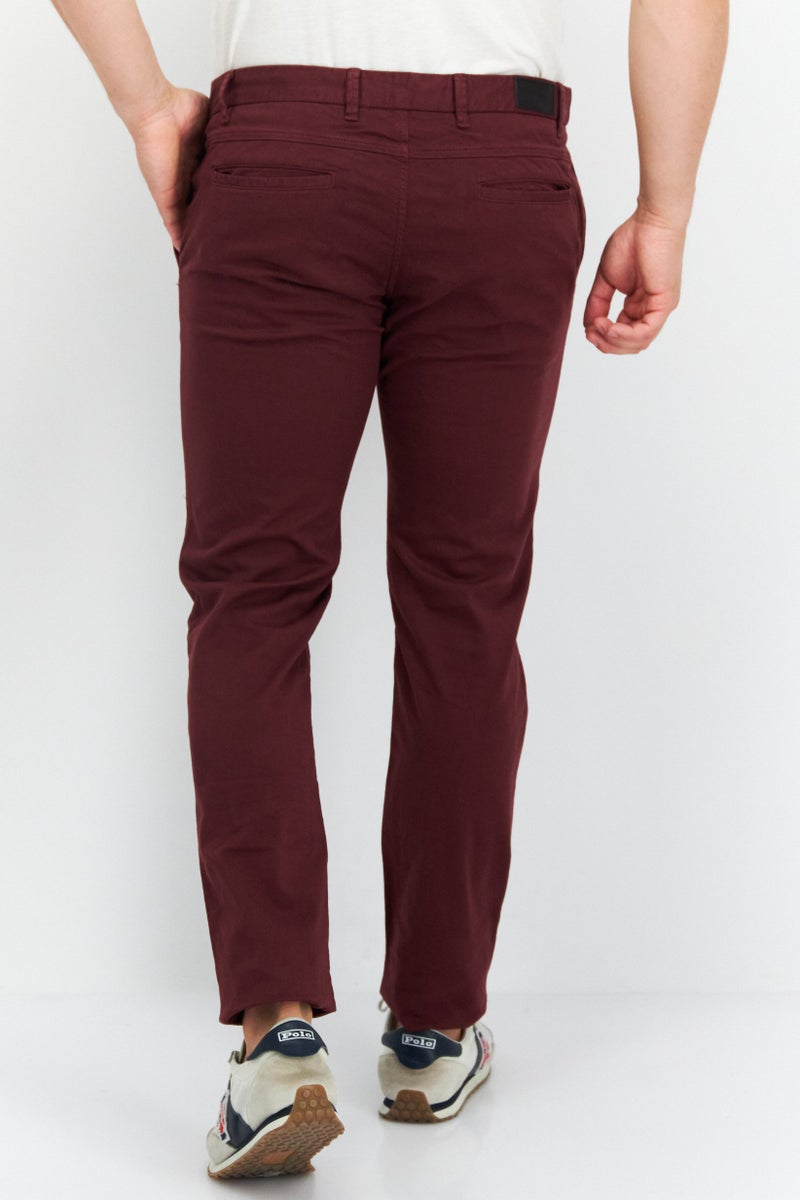 Men Regular Fit Solid Chino Pant, Maroon